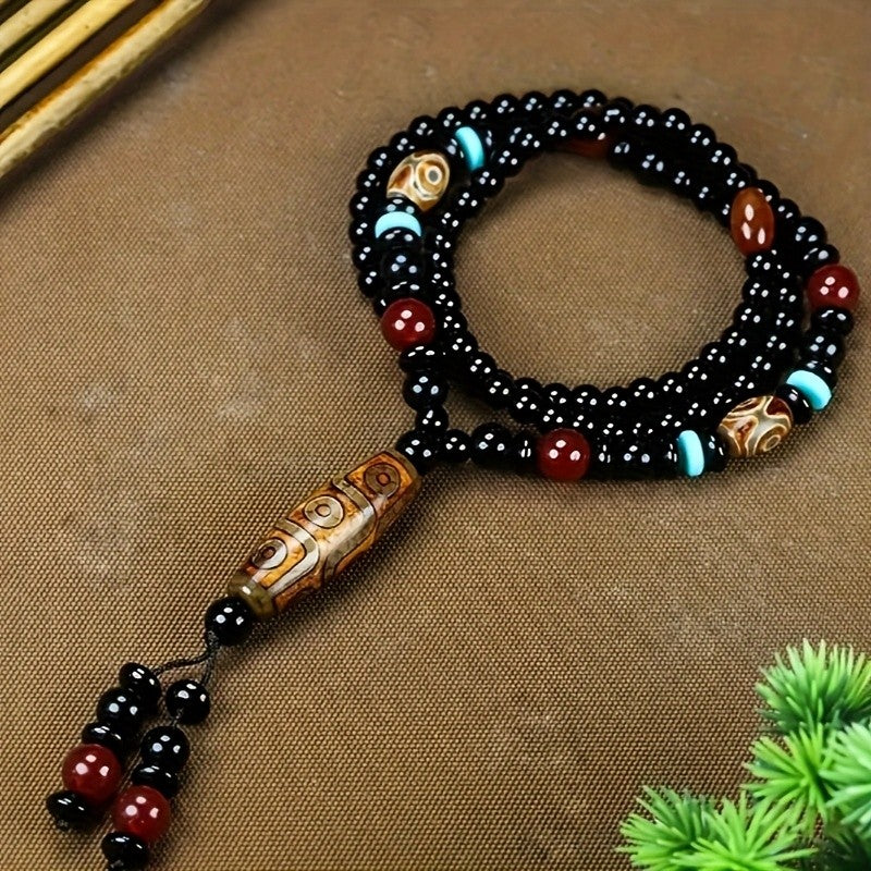 Natural Stone Dzi Bead Necklace