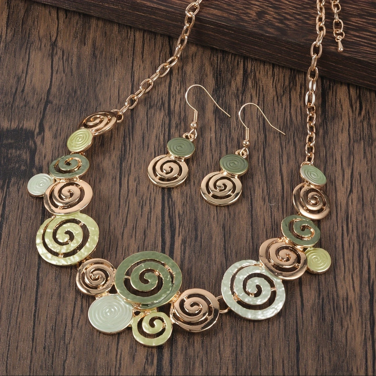 Abstract Spiral Necklace & Earring Set
