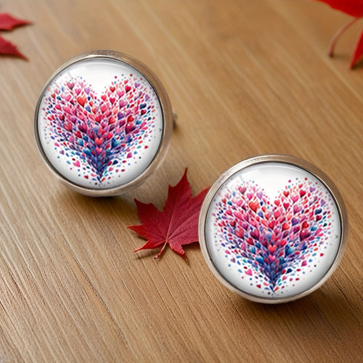 Colorful Heart Mosaic Stud Earrings