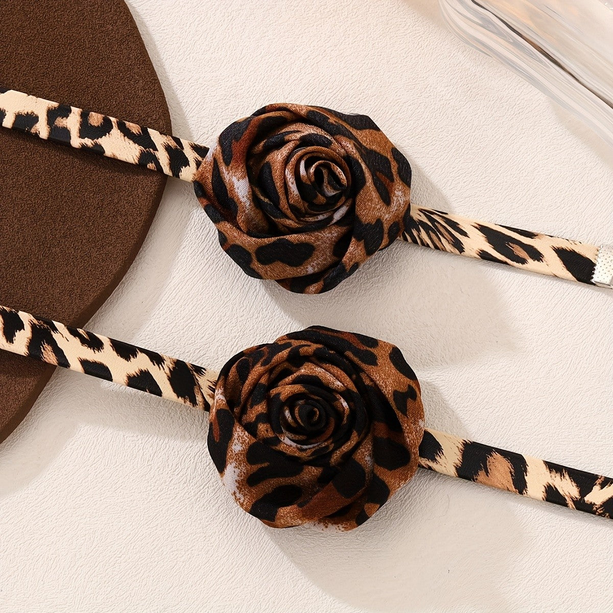 Leopard Print Flower Choker & Bracelet Set