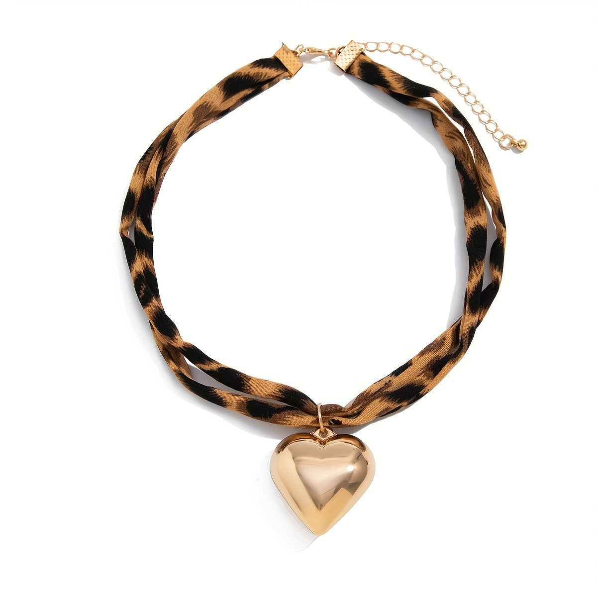 Leopard Print Scarf Heart Pendant
