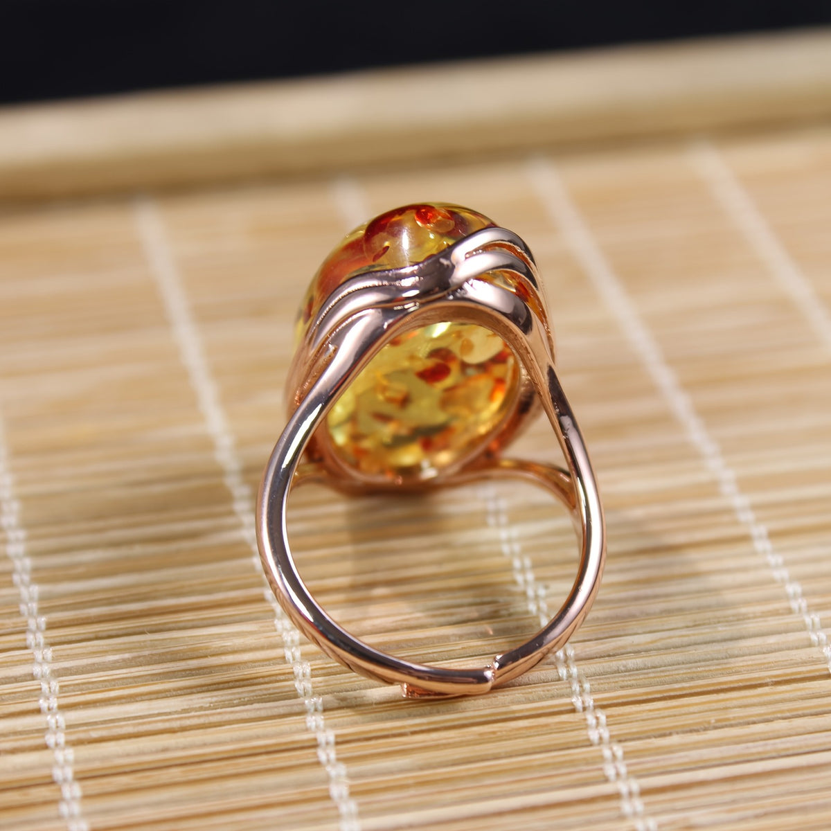 Natural Amber Floral Ring