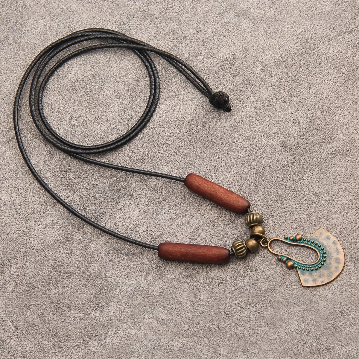 Wood Bead Concentric Circle Necklace