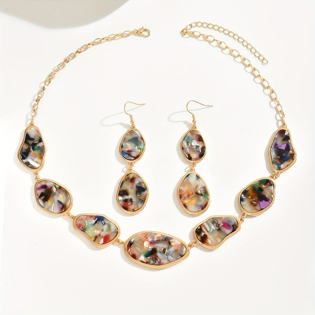 Multicolor Resin Necklace & Earring Set