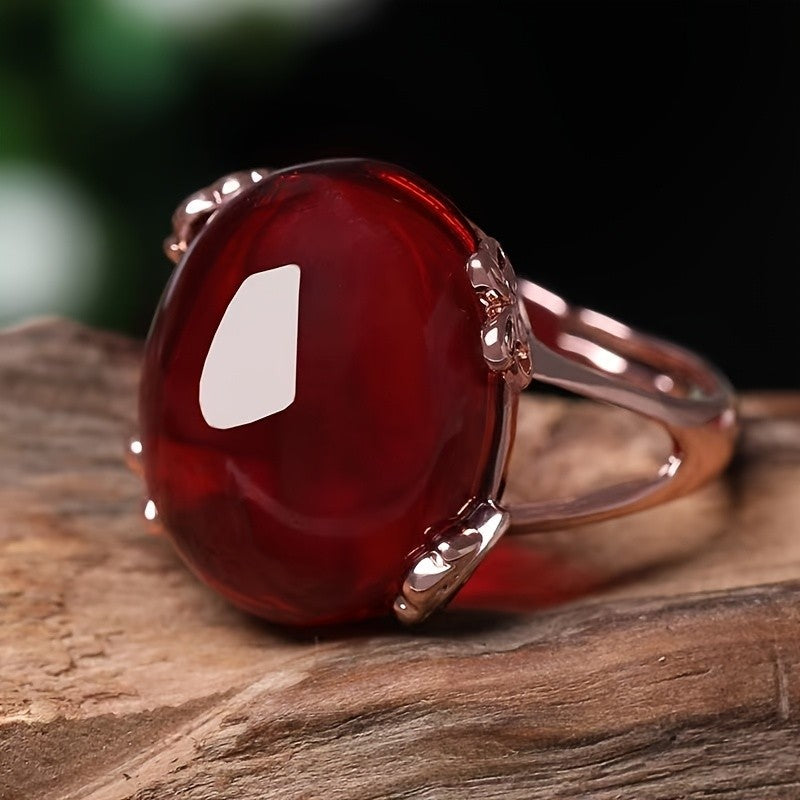 Oval Cabochon Adjustable Ring