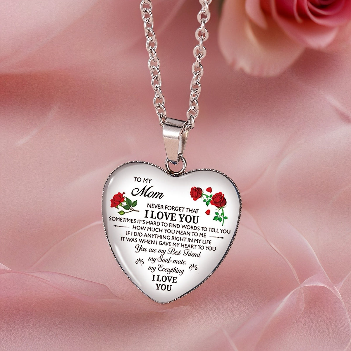 Rose Heart Message Necklace