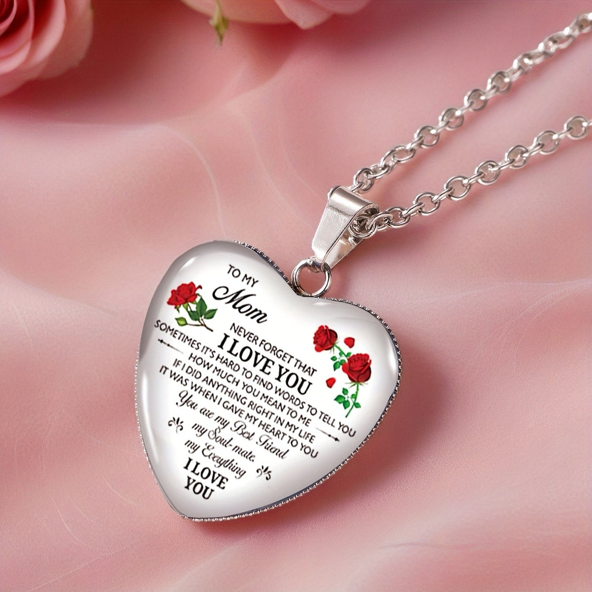 Rose Heart Message Necklace