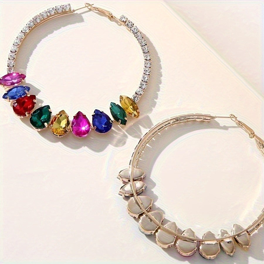 Multicolor Crystal Hoop Earrings