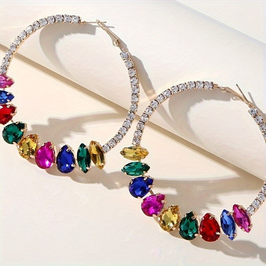 Multicolor Crystal Hoop Earrings