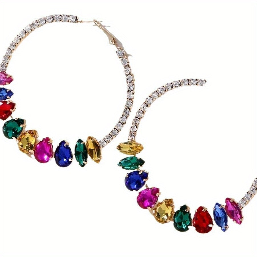 Multicolor Crystal Hoop Earrings