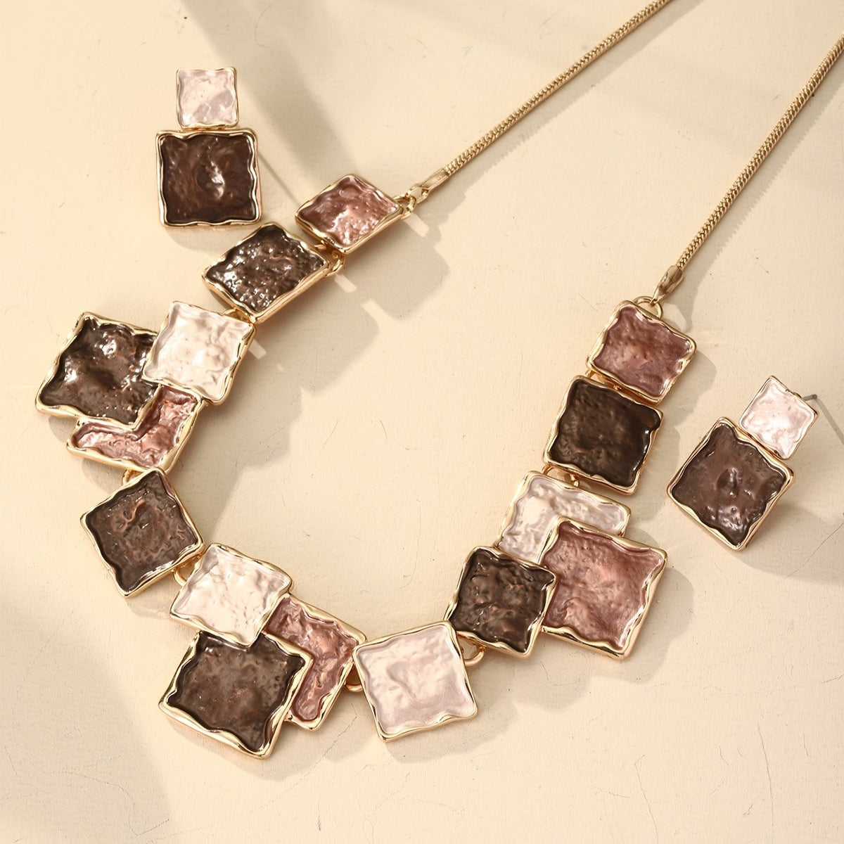 Enamel Square Jewelry Set