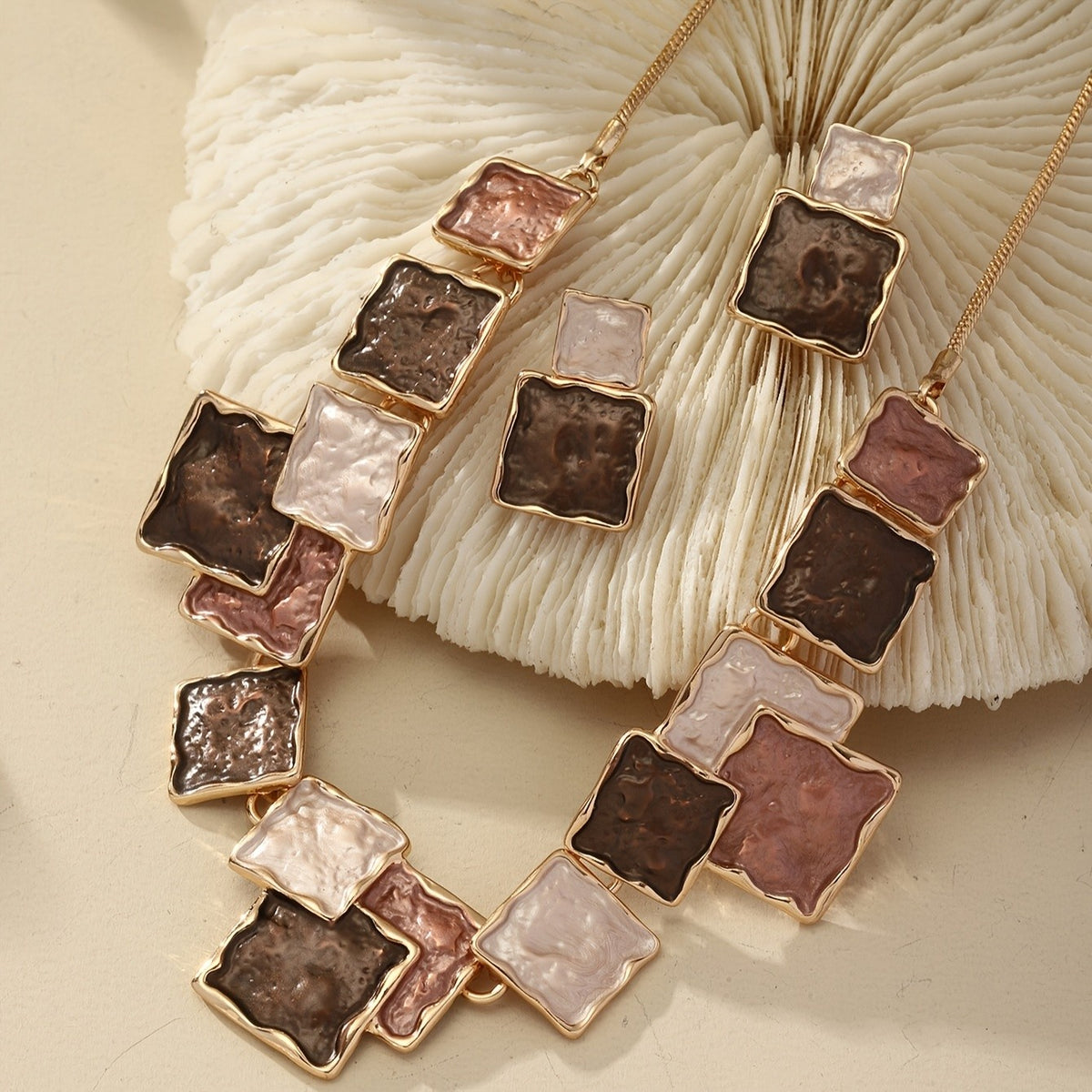 Enamel Square Jewelry Set
