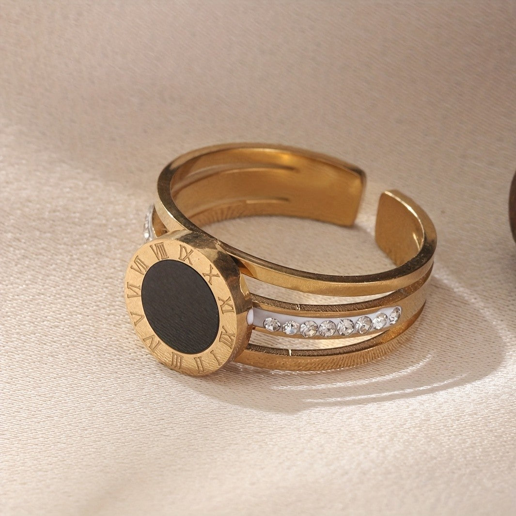Black Roman Numeral Statement Ring
