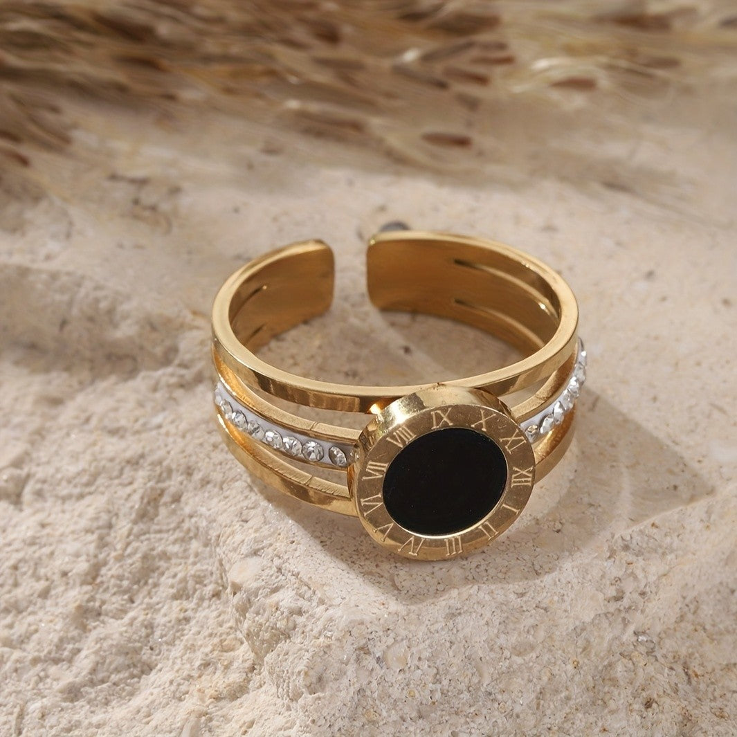 Black Roman Numeral Statement Ring