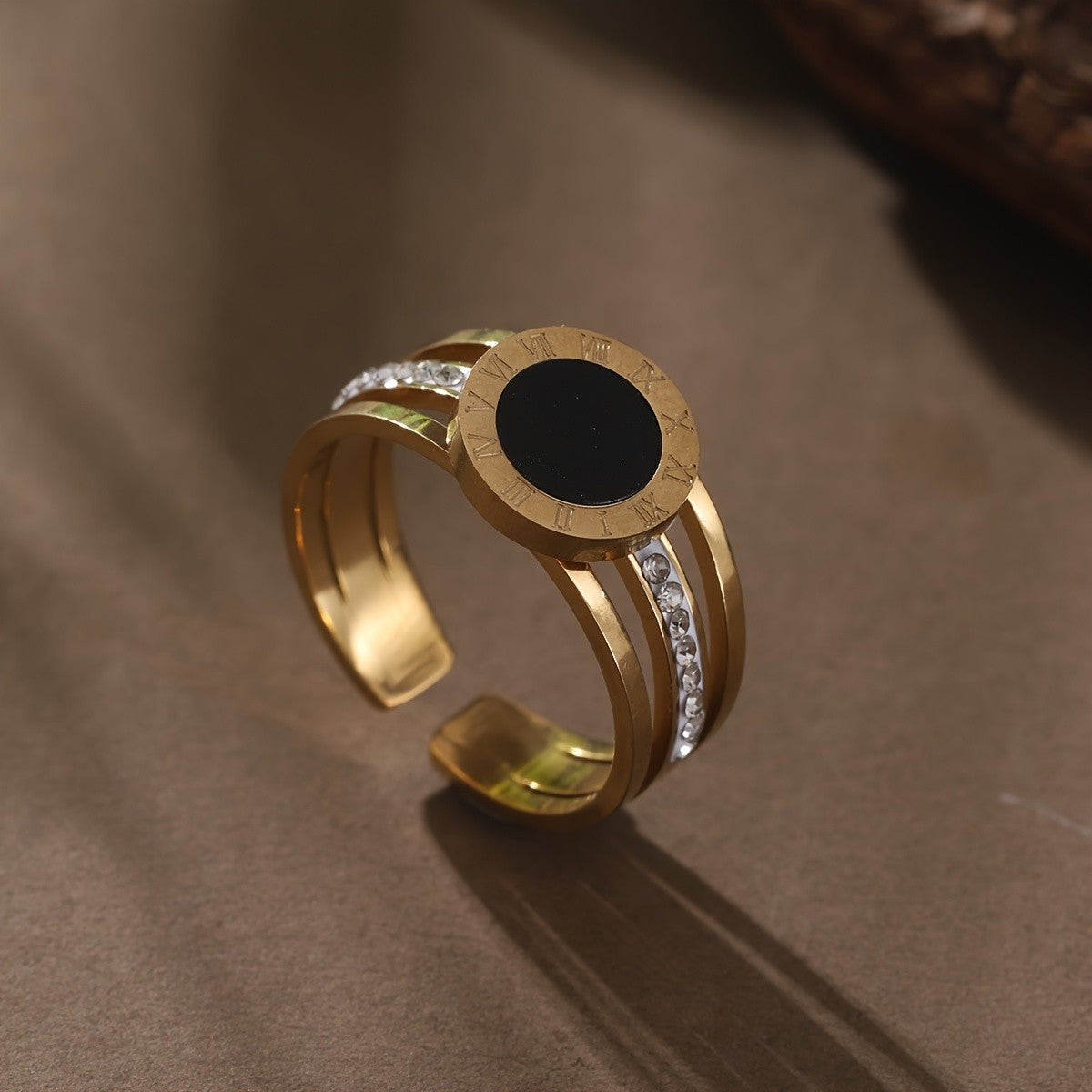 Black Roman Numeral Statement Ring