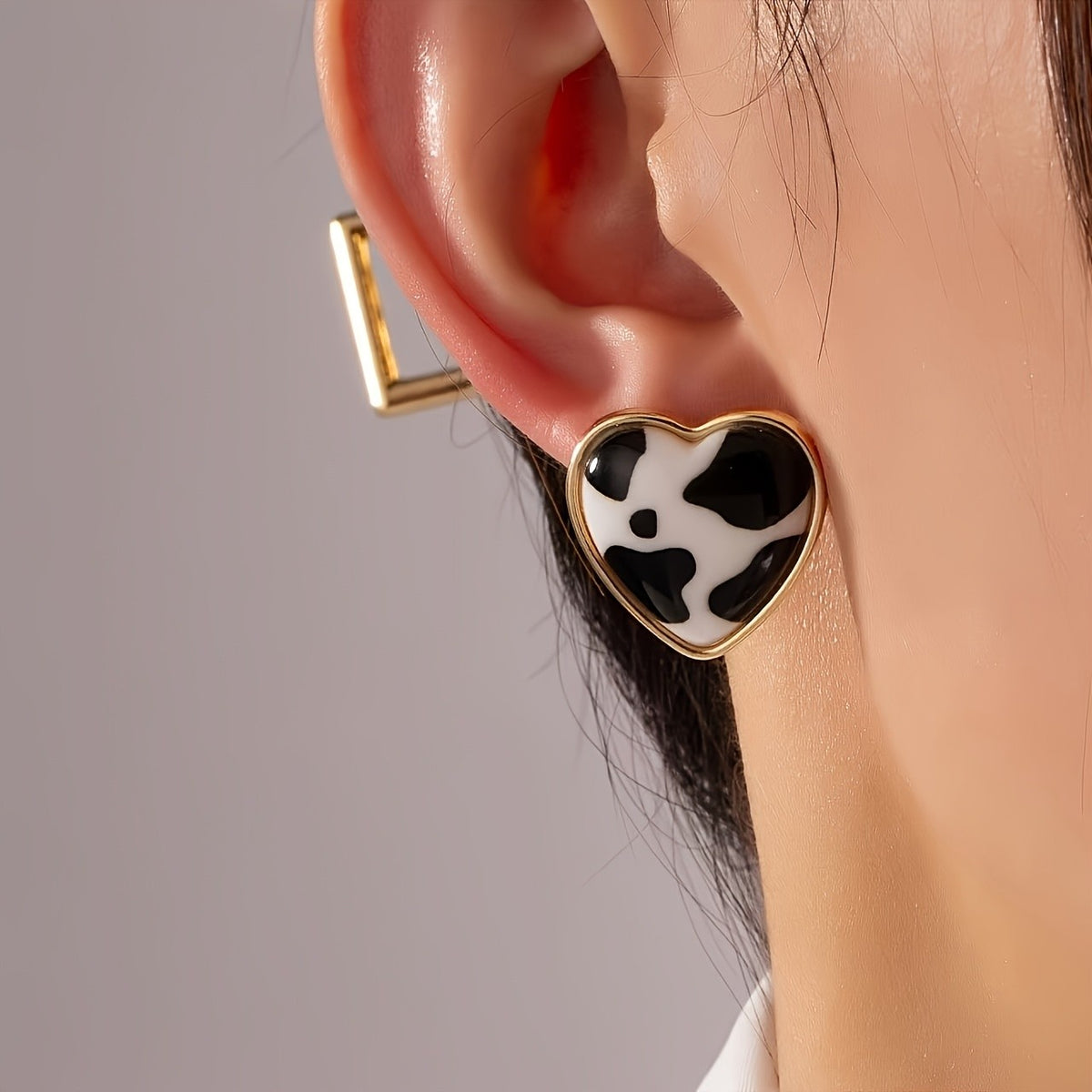 Patterned Heart Stud Earrings