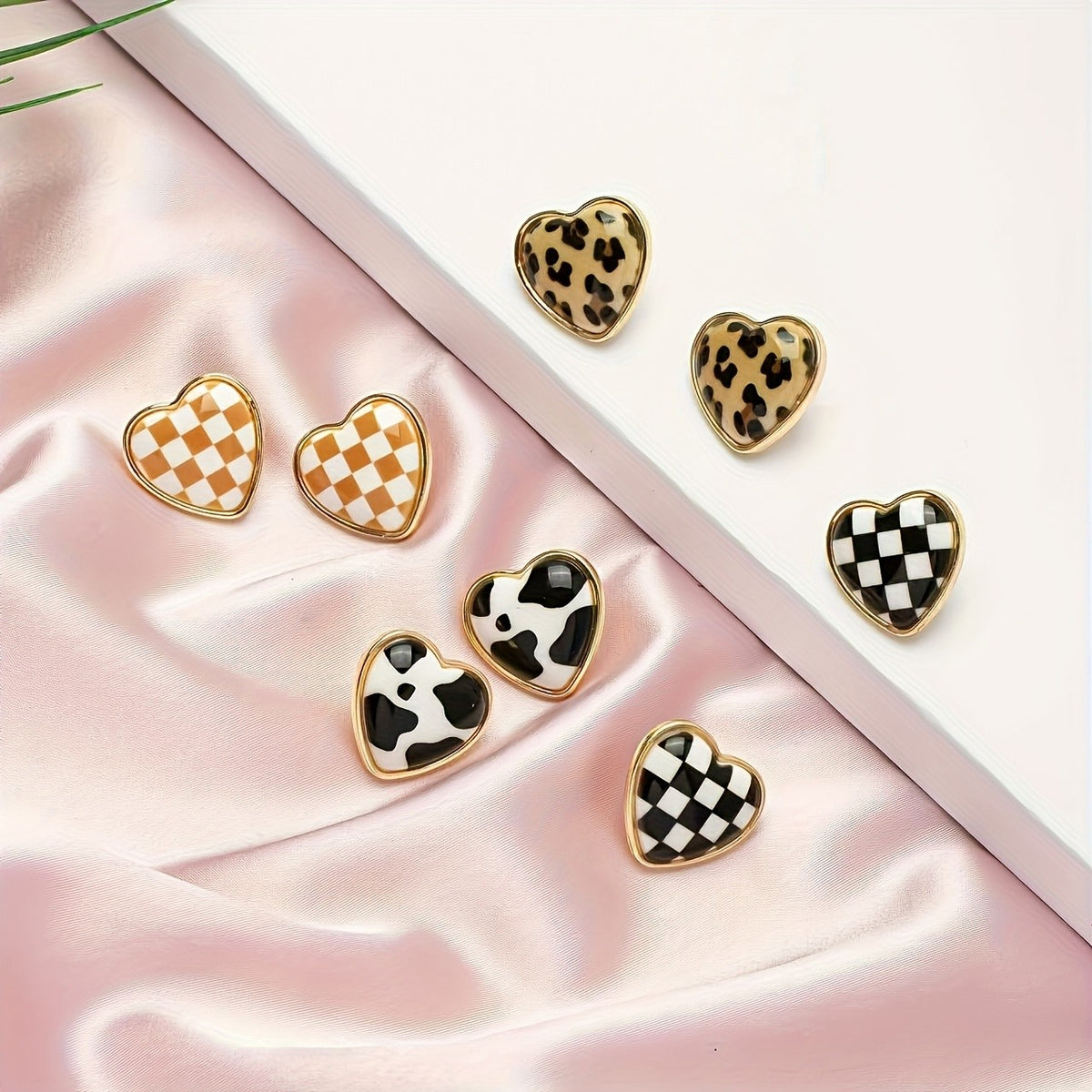 Patterned Heart Stud Earrings