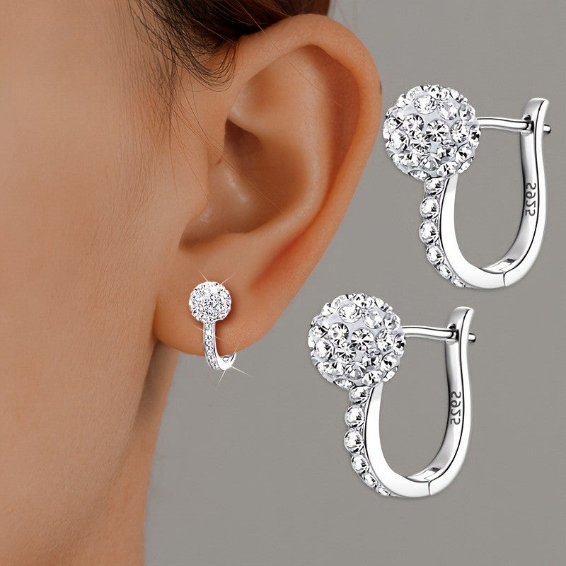 Pave Crystal Ball Hoop Earrings