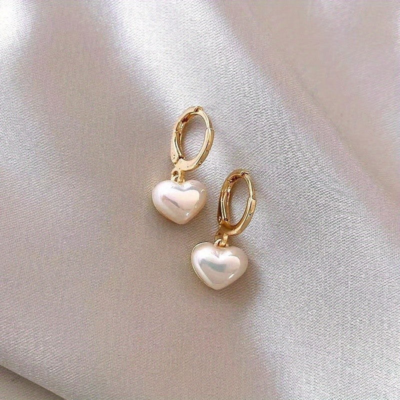 Iridescent Heart Drop Hoop Earrings