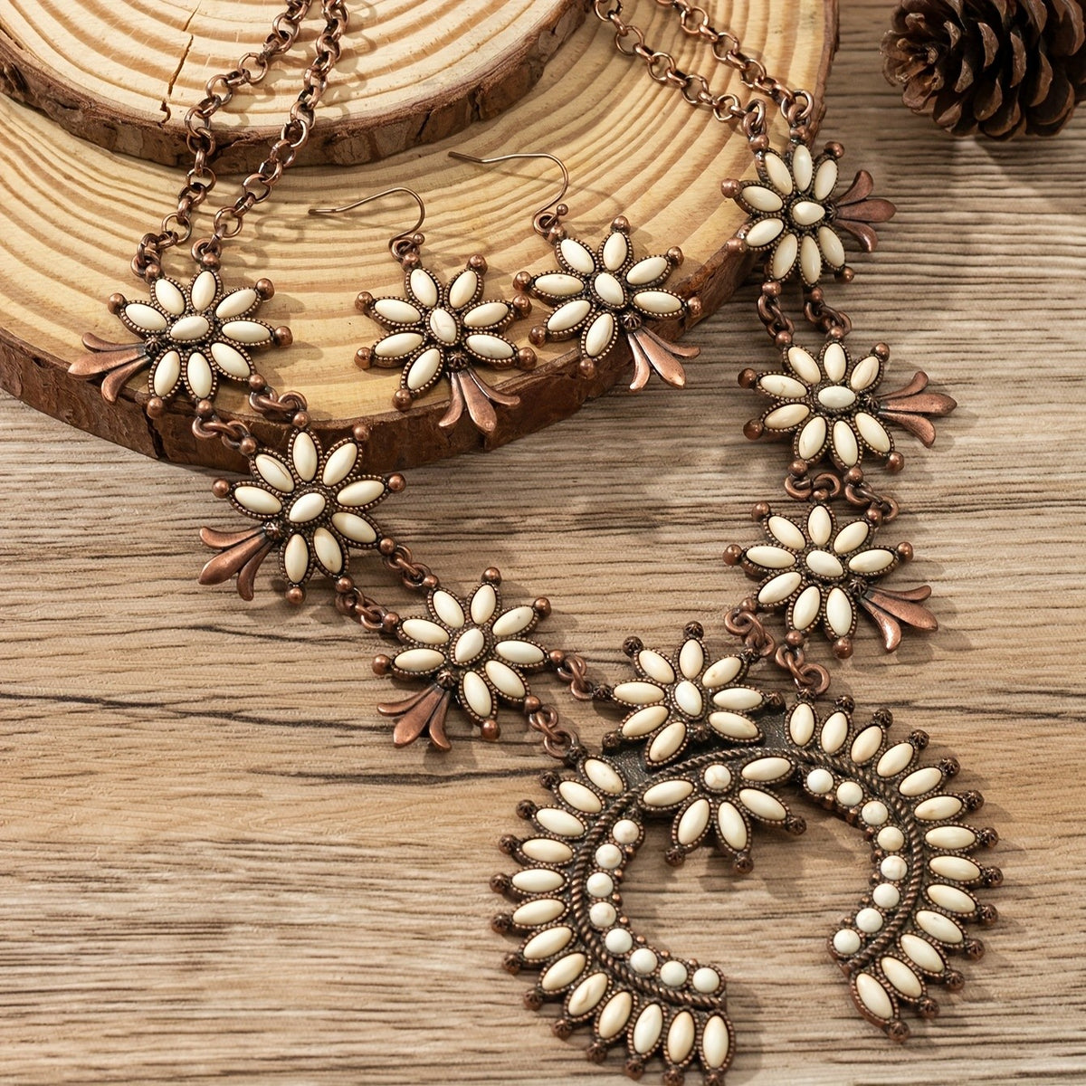 Turquoise Floral Necklace & Earring Set