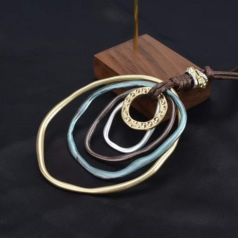 Layered Multi-Tone Circle Necklace