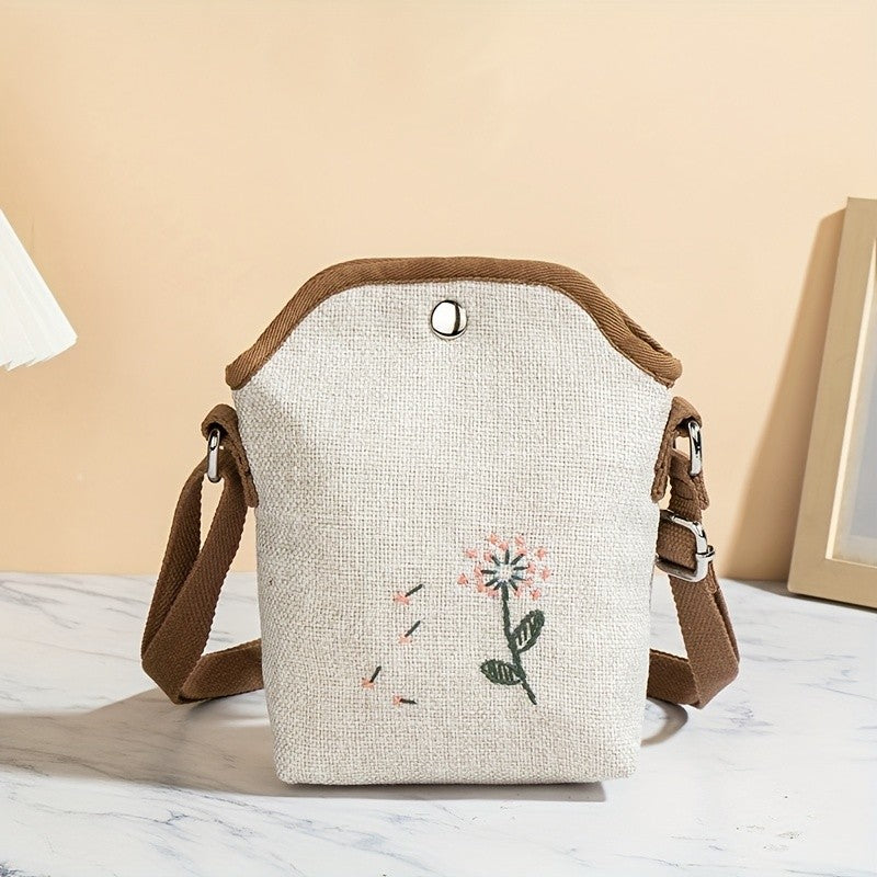 Embroidered Flower Crossbody Bag