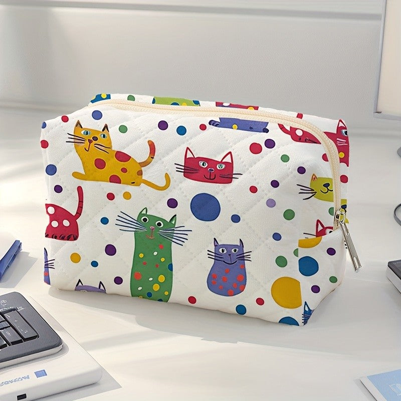 Colorful Cat Quilted Pouch