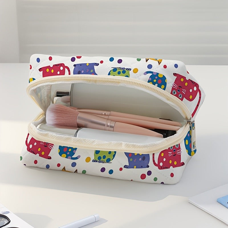 Colorful Cat Quilted Pouch