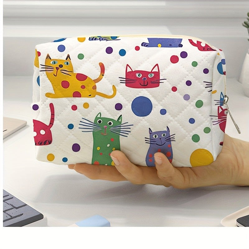 Colorful Cat Quilted Pouch
