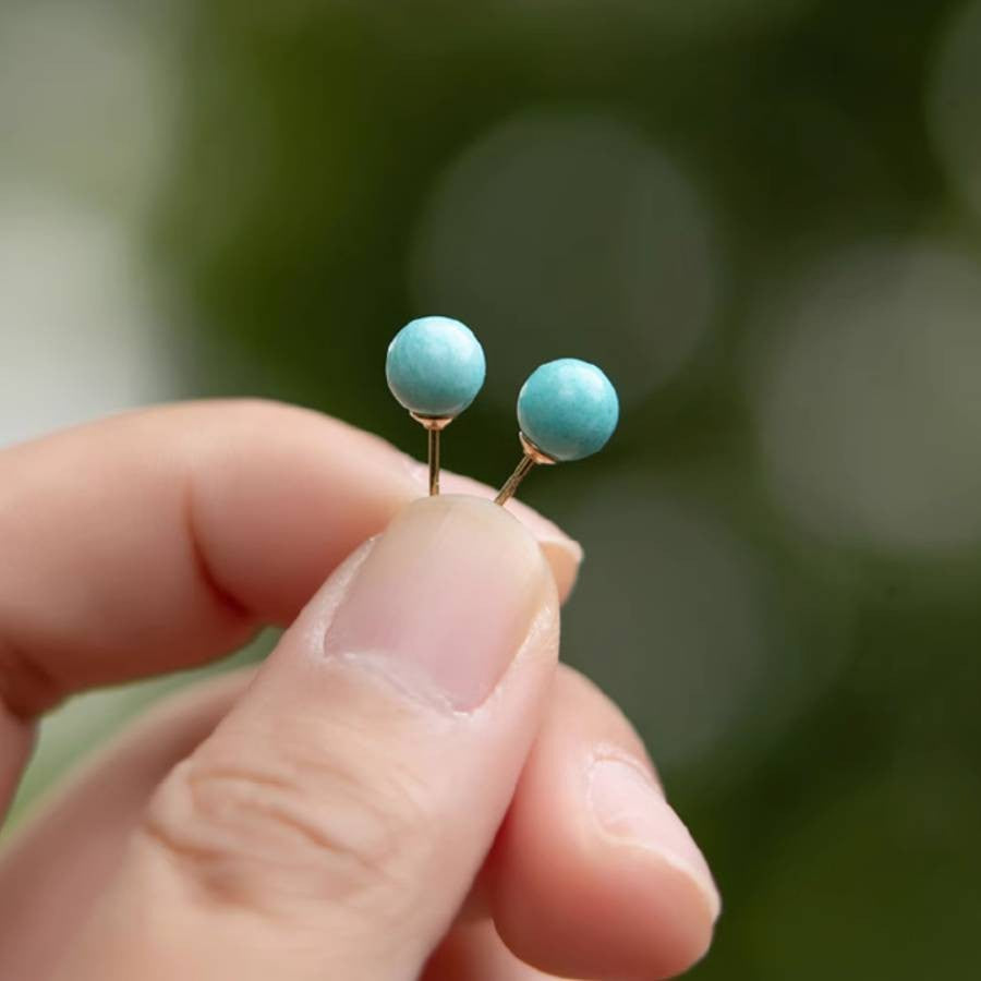 Turquoise Sphere Stud Earrings