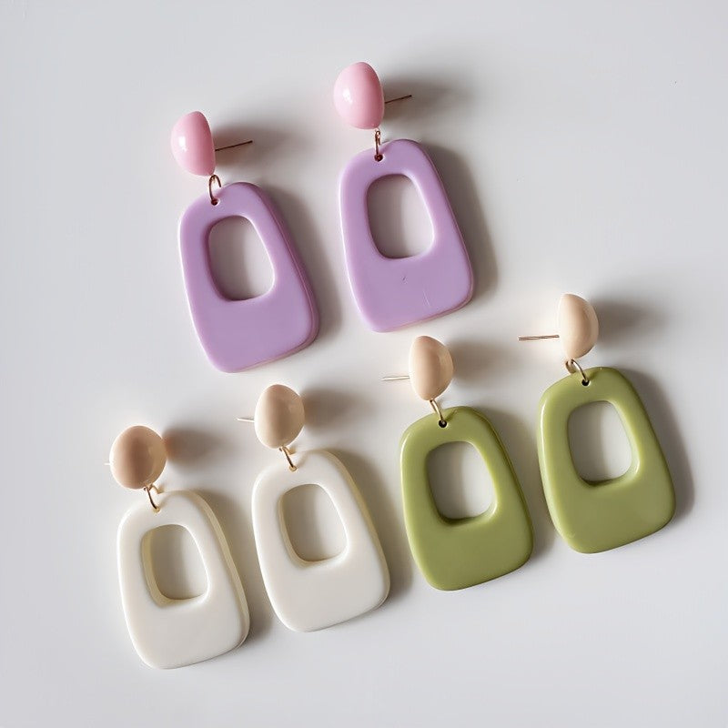 Sphere & Open Frame Drop Earrings