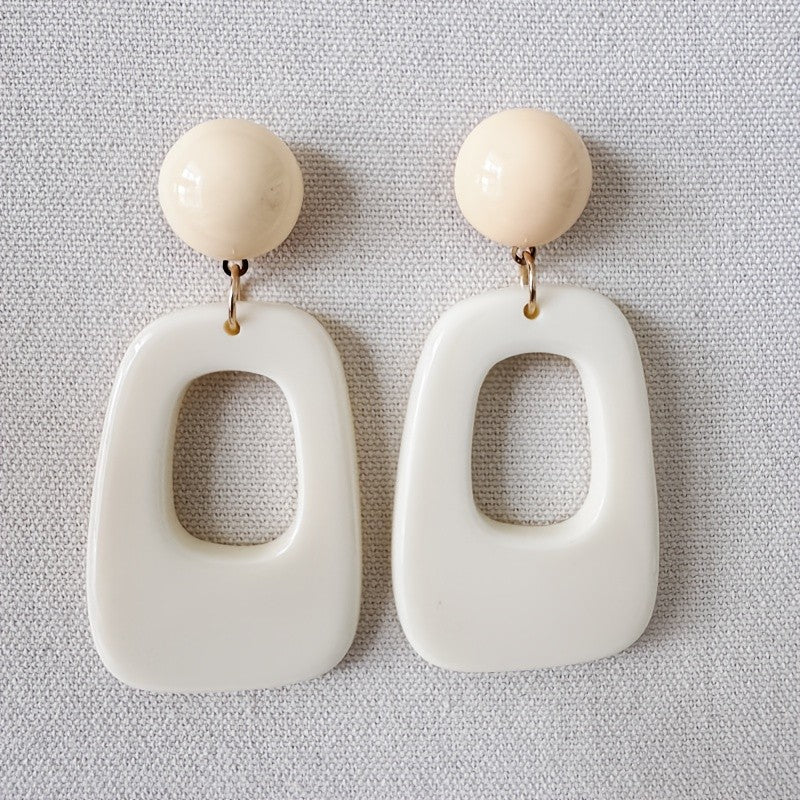 Sphere & Open Frame Drop Earrings