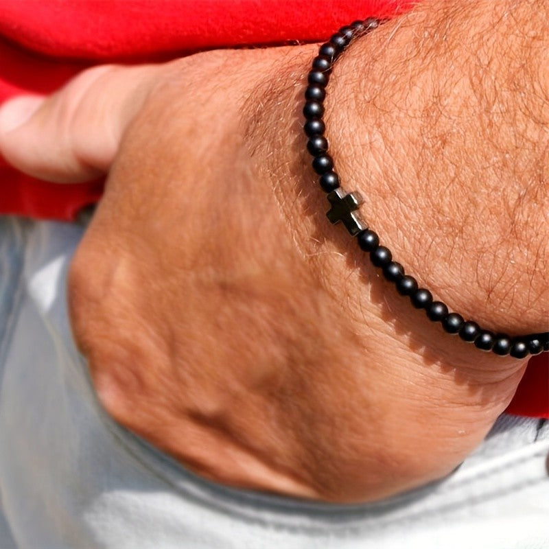 Marbled Stone Cross Bracelet