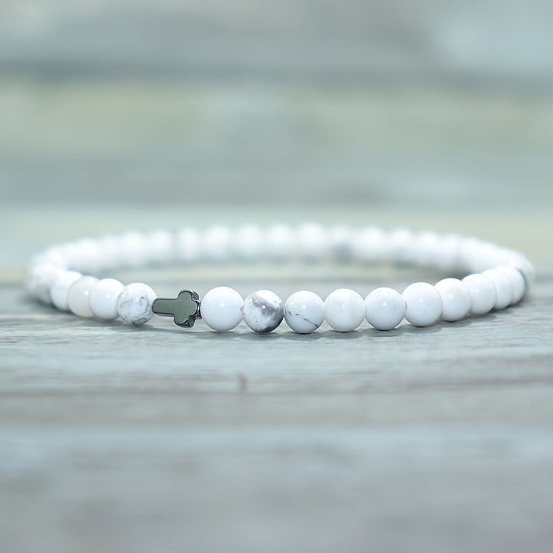 Marbled Stone Cross Bracelet