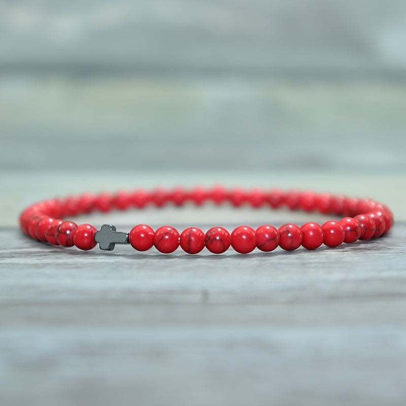 Marbled Stone Cross Bracelet