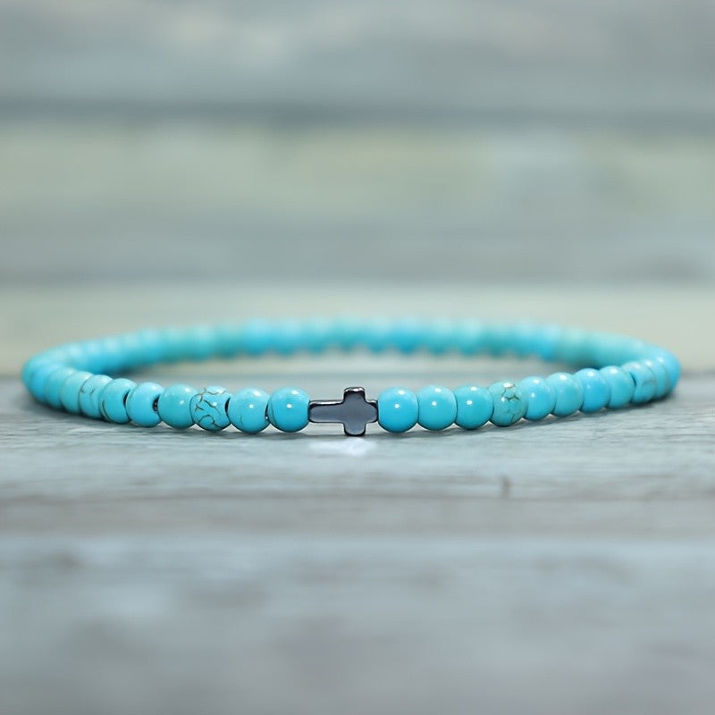 Marbled Stone Cross Bracelet