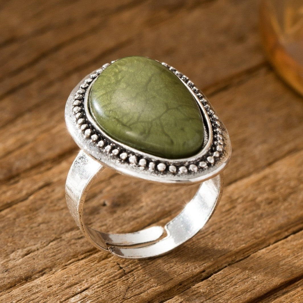 Green Oval Statement Ring