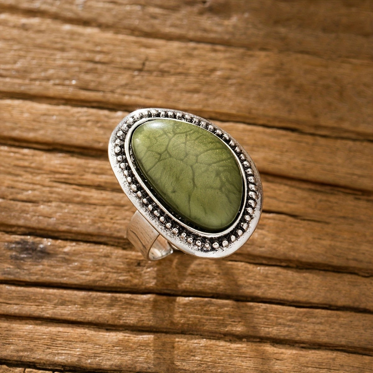 Green Oval Statement Ring