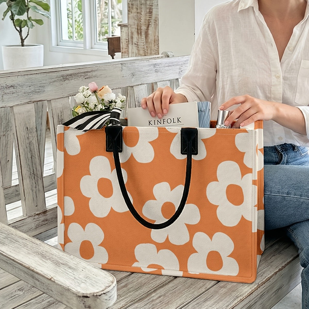 Floral Print Tote Bag