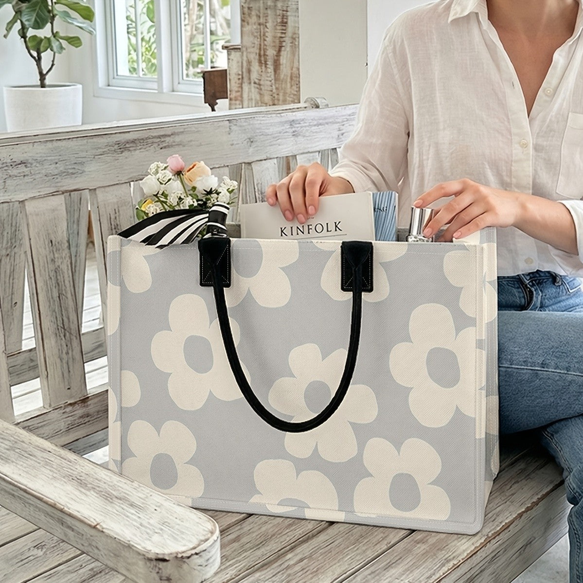 Floral Print Tote Bag