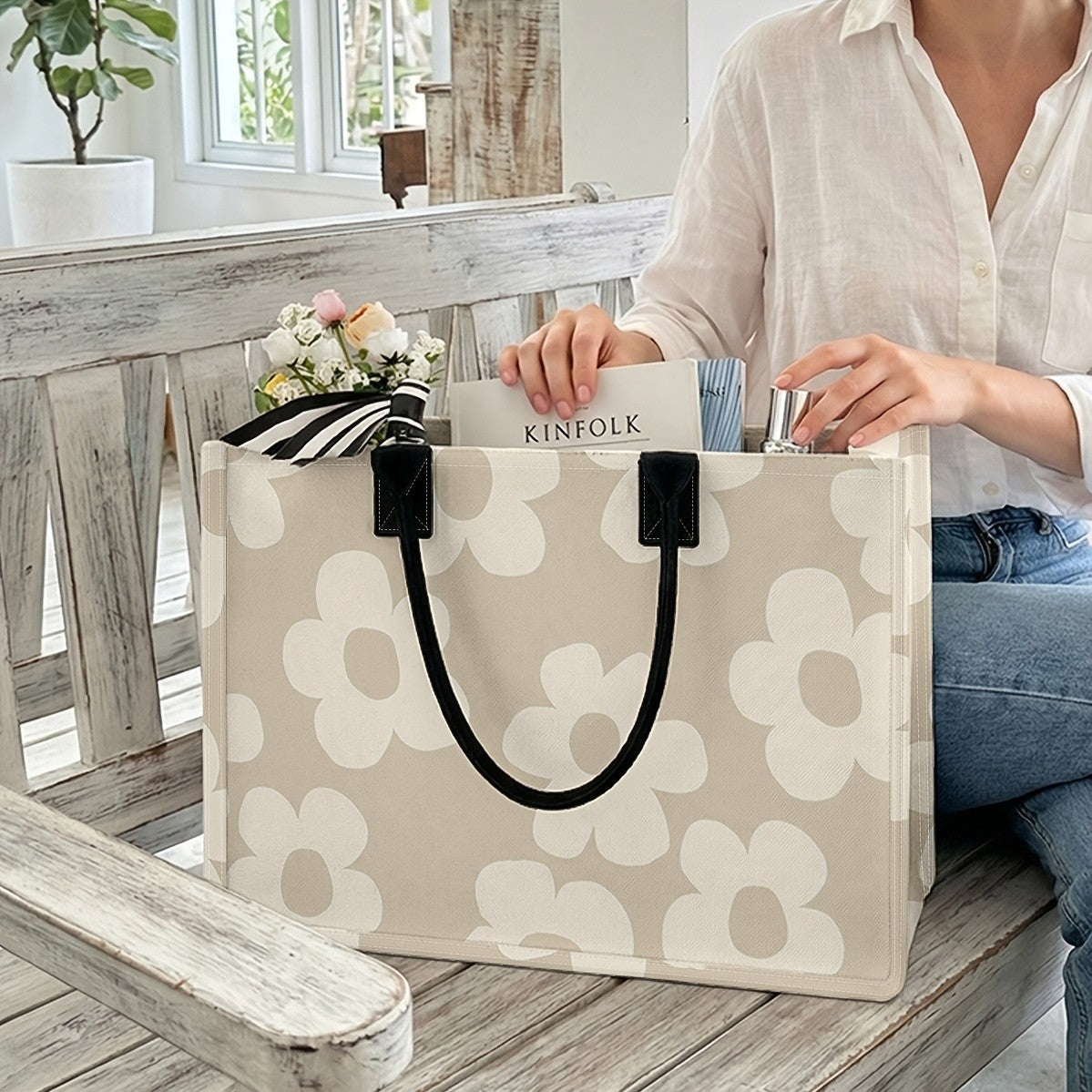 Floral Print Tote Bag