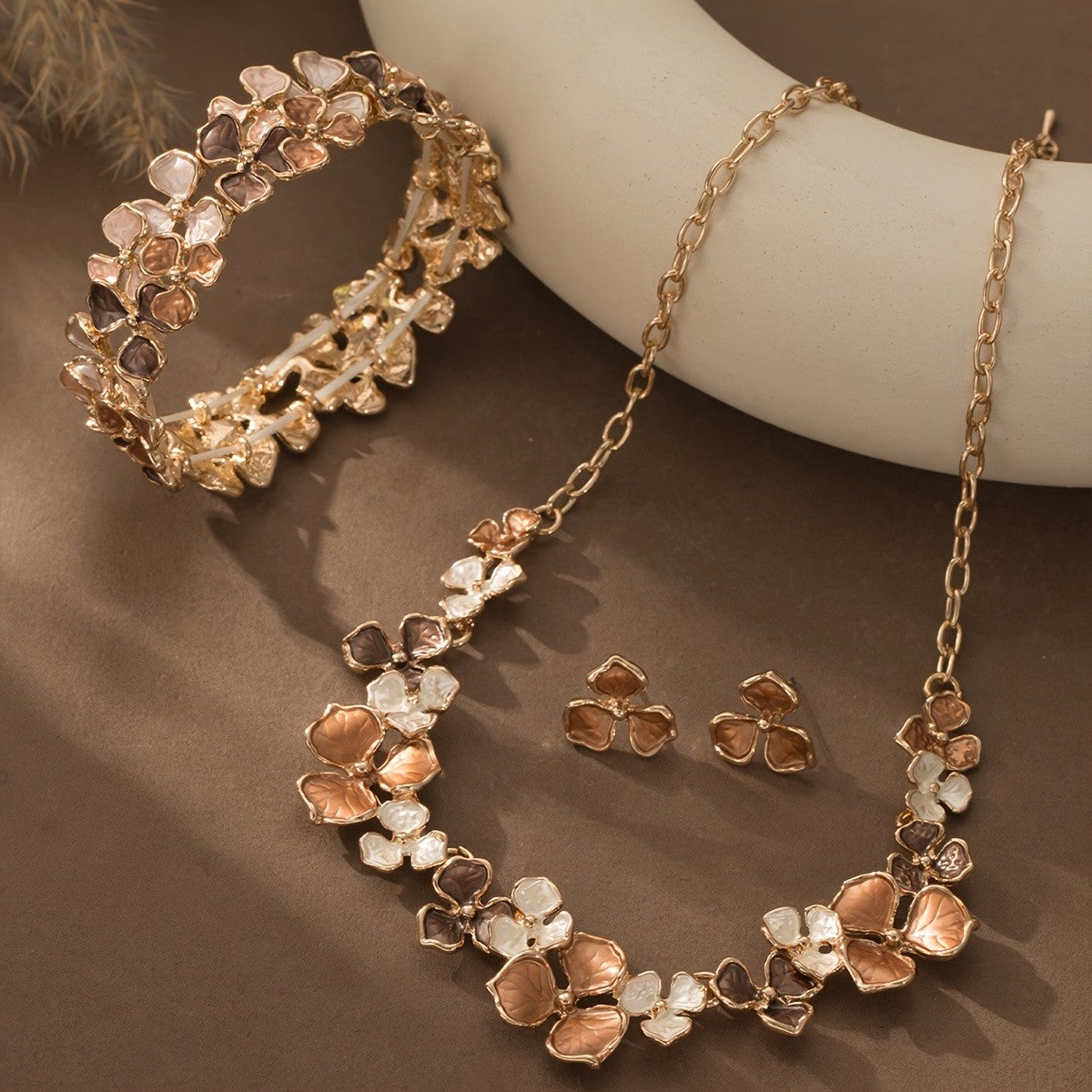 Khaki Flower Jewelry Set