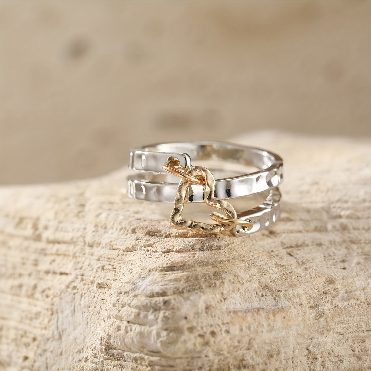 Two-Tone Open Heart Bypass Ring