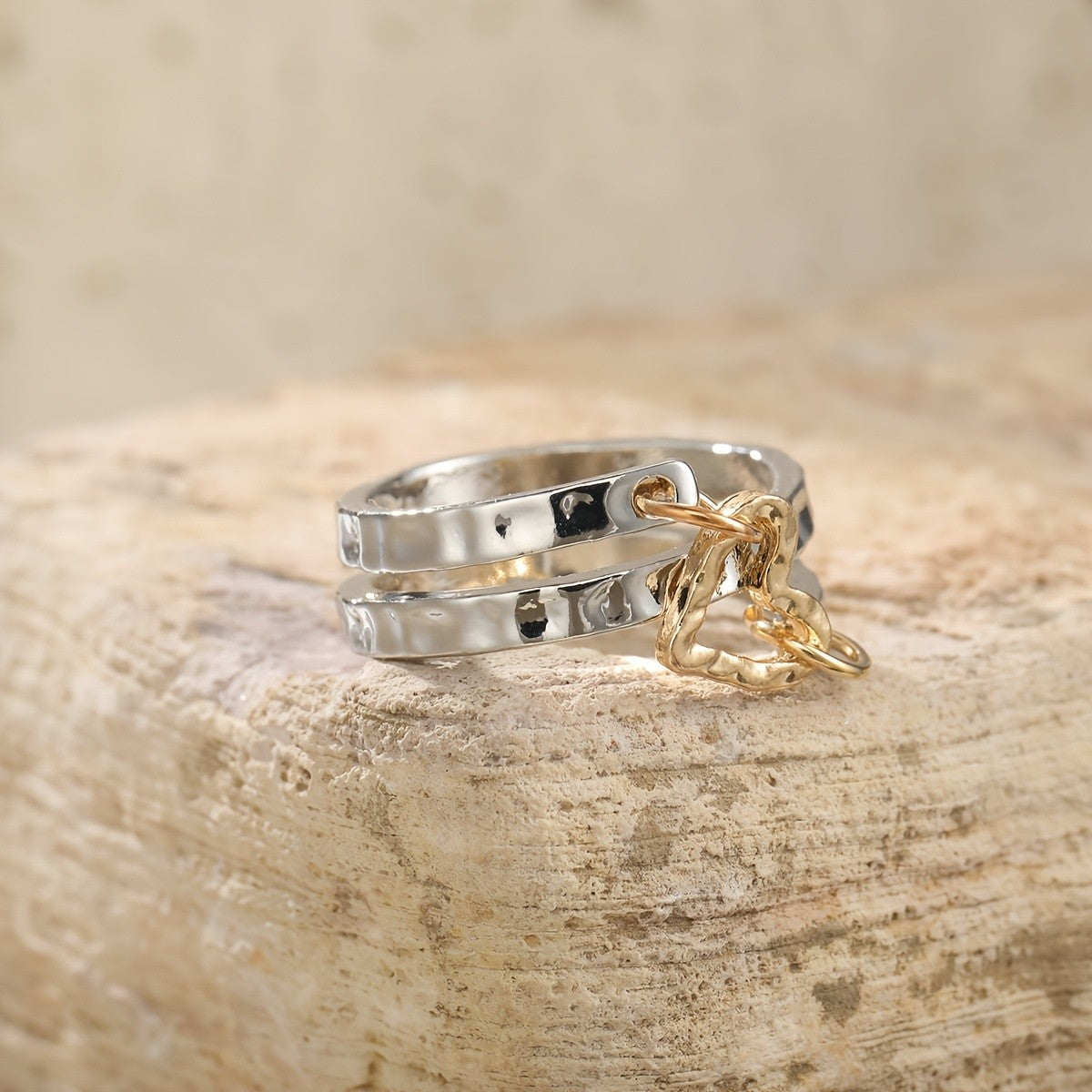Two-Tone Open Heart Bypass Ring