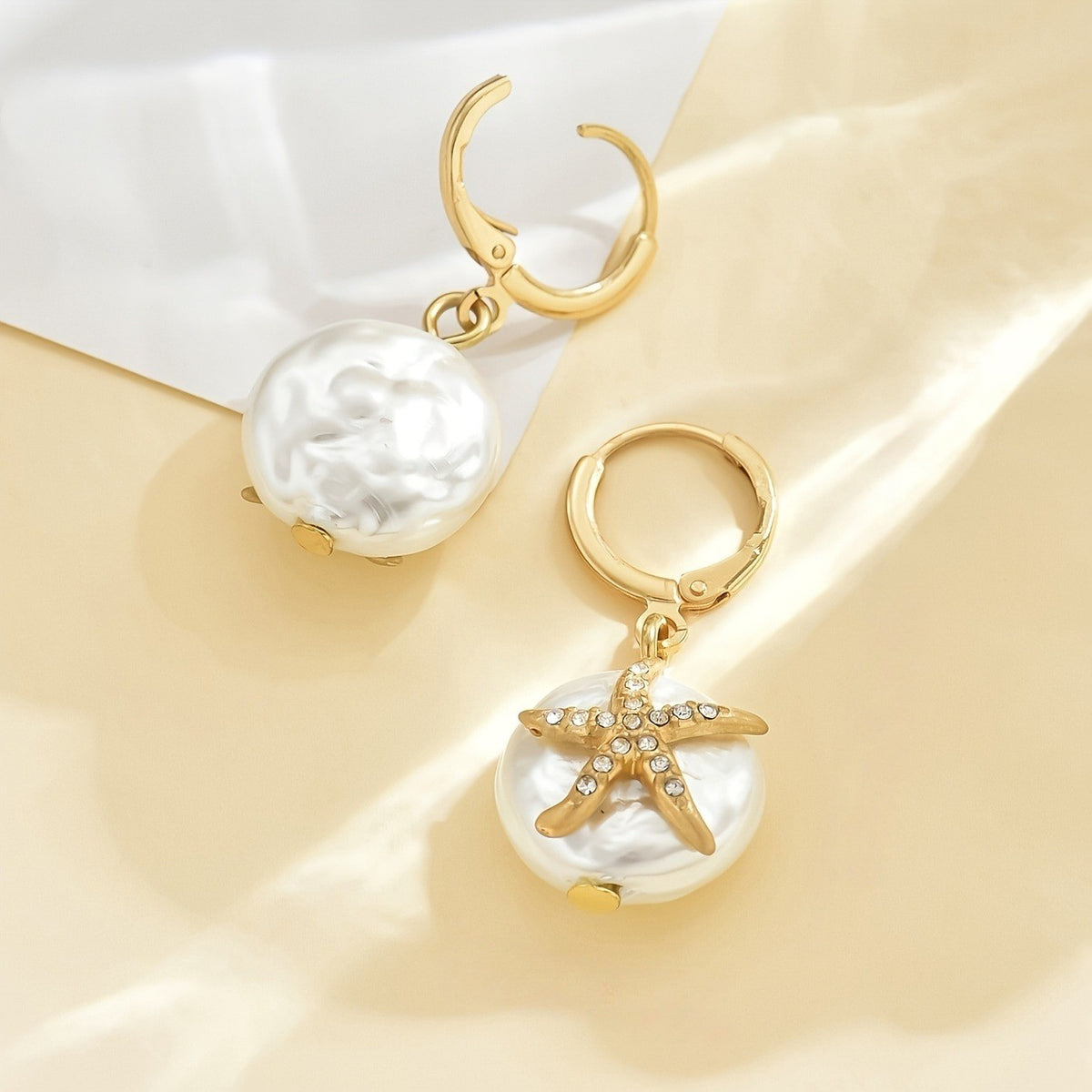 Starfish Pearl Drop Earrings