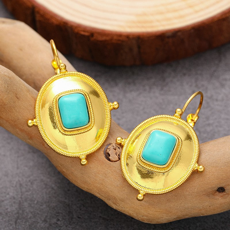 Turquoise Domed Drop Earrings