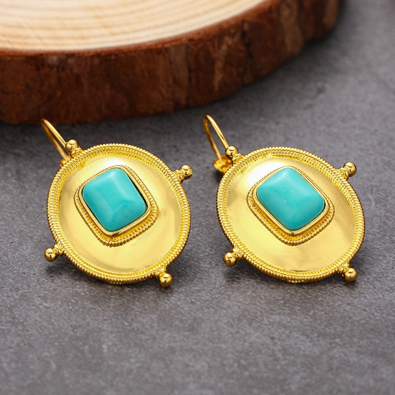 Turquoise Domed Drop Earrings