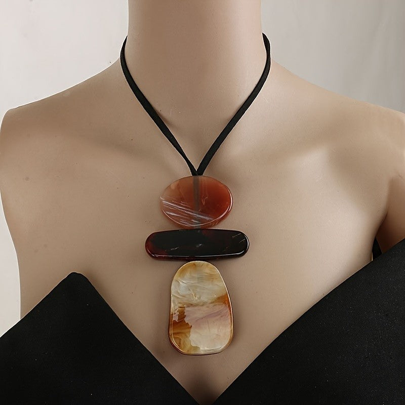 Layered Resin Stone Necklace