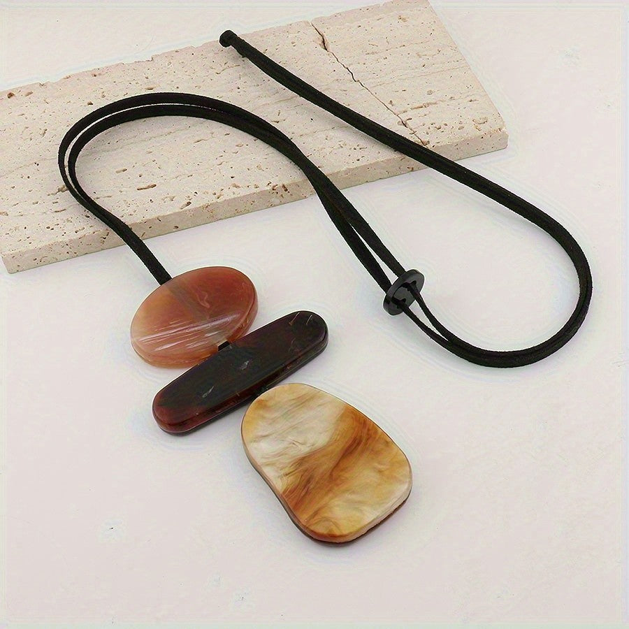 Layered Resin Stone Necklace