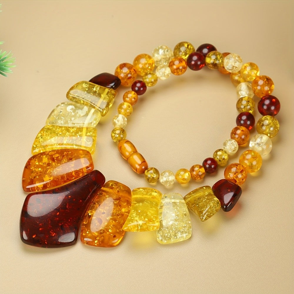 Amber Geometric Statement Necklace